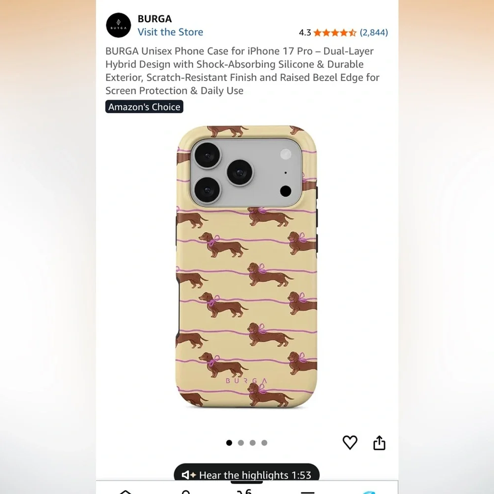 BURGA Phone Case for iPhone 17 Pro 6.3” Dual-Layer